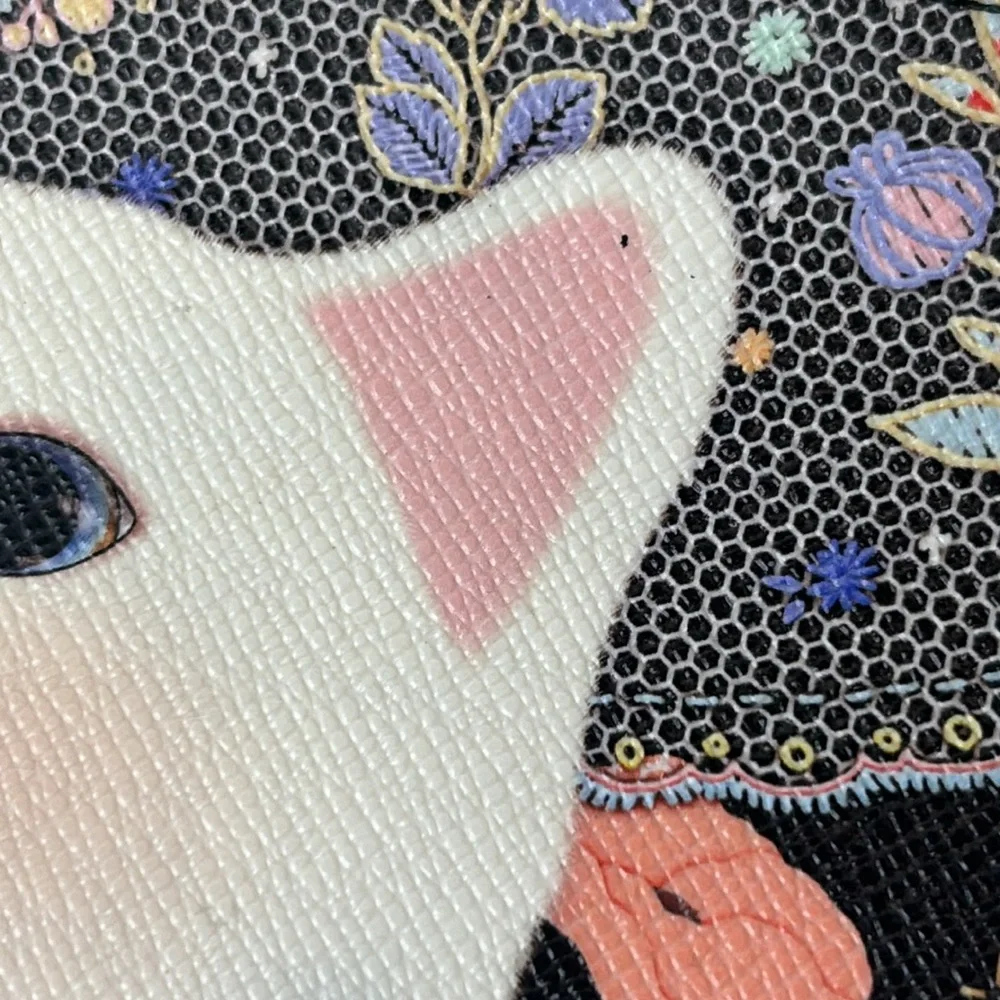 Adorable vegan leather rainbow cat wristlet full zipper with harness loop
